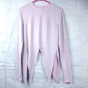 Athleta Purple French Terry Samsura Nirvana Top Sz Small Side ties